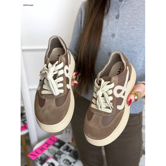 Кеди жіночі натуральна замша/шкіра колір: коричнево-бежеві 36,38,39р.