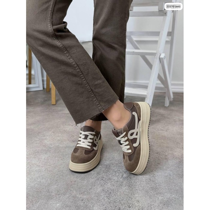 Кеди жіночі натуральна замша/шкіра колір: коричнево-бежеві 36,38,39р.