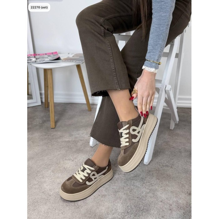 Кеди жіночі натуральна замша/шкіра колір: коричнево-бежеві 36,38,39р.