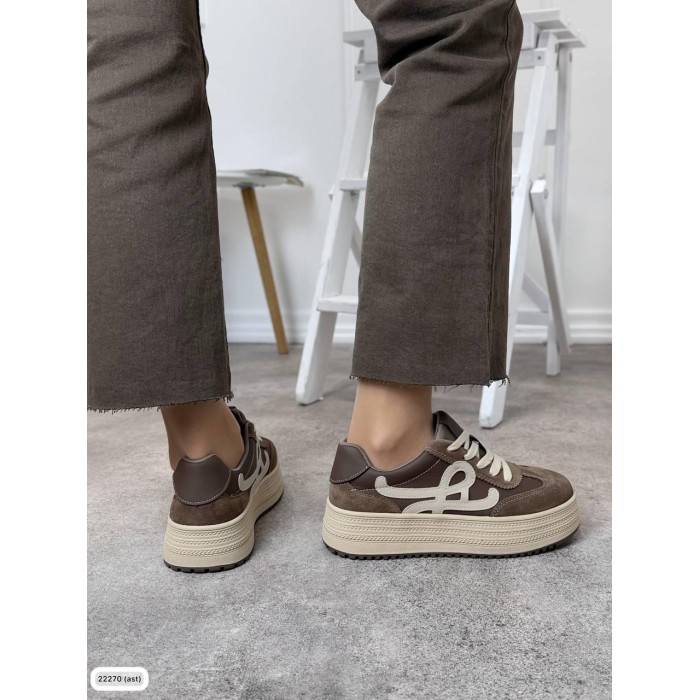 Кеди жіночі натуральна замша/шкіра колір: коричнево-бежеві 36,38,39р.