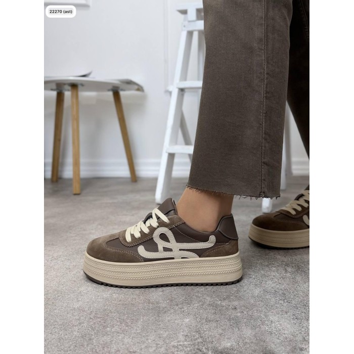 Кеди жіночі натуральна замша/шкіра колір: коричнево-бежеві 36,38,39р.