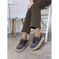 Кеди жіночі натуральна замша/шкіра колір: джинс 36,37,38,39р.