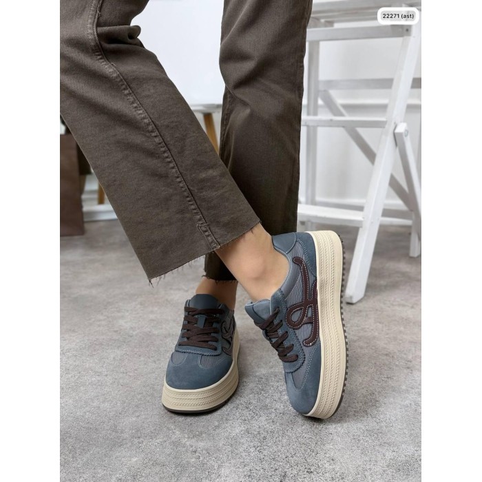 Кеди жіночі натуральна замша/шкіра колір: джинс 36,37,38,39р.