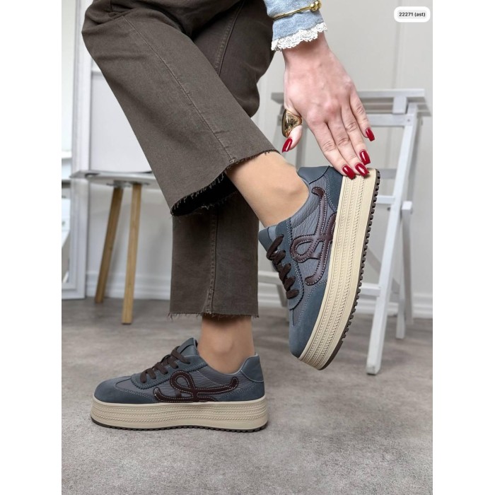 Кеди жіночі натуральна замша/шкіра колір: джинс 36,37,38,39р.