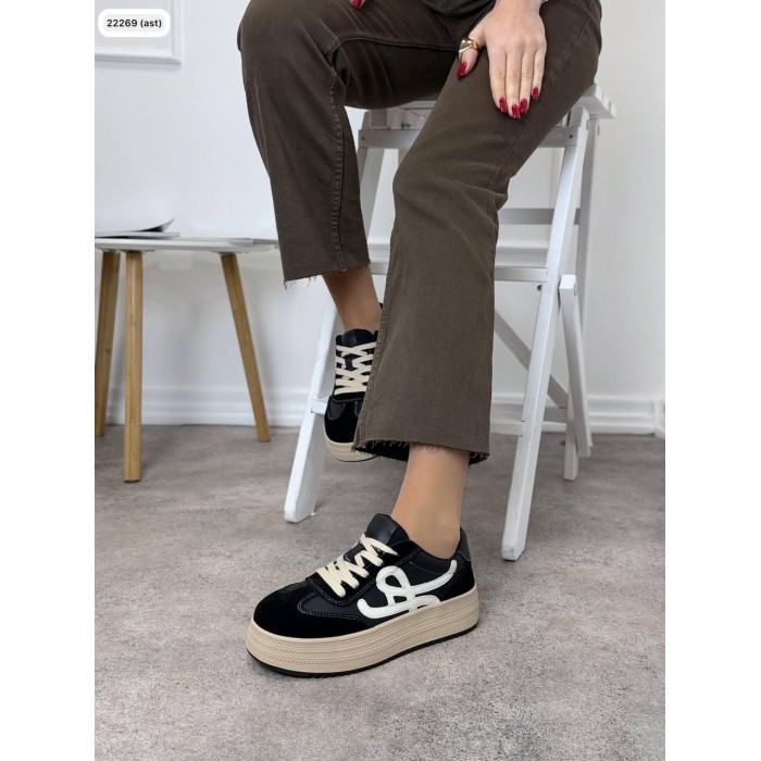 Кеди жіночі натуральна замша/шкіра колір: чорний 36,37,38,39р.