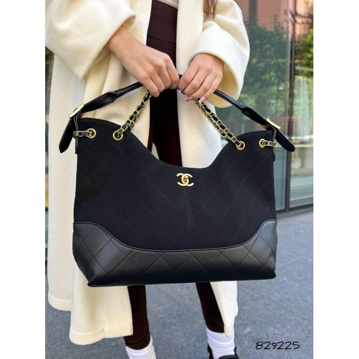 Сумка жіноча з натуральної шкіри/замші комбінована Беж, Чорна