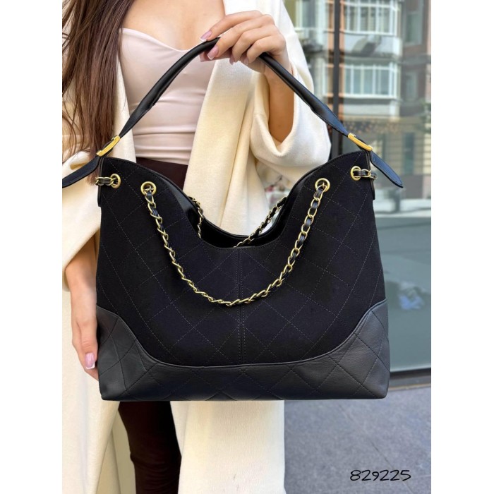 Сумка жіноча з натуральної шкіри/замші комбінована Беж, Чорна