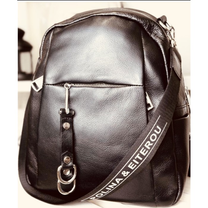 Рюкзак жіночій декор застібки натуральна шкіра.Чорний, Шоколад