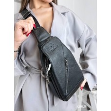 Сумка чоловіча Кросбоді натуральна шкіра Чорна