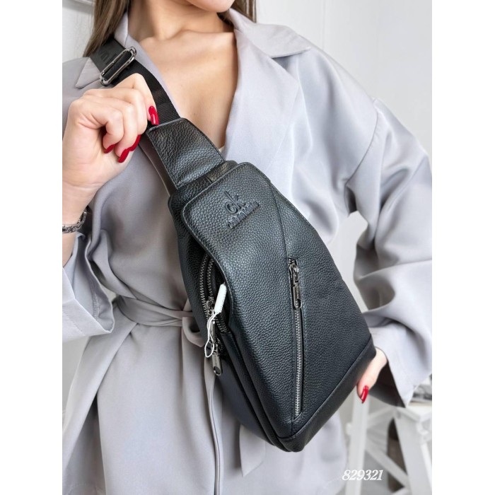 Сумка чоловіча Кросбоді натуральна шкіра Чорна