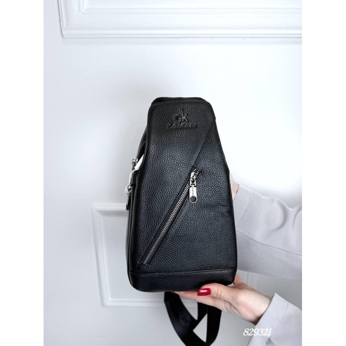 Сумка чоловіча Кросбоді натуральна шкіра Чорна