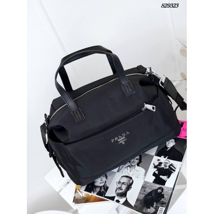 Сумка жіночий трансформер комбінована шкіра /текстиль щільний водостійкий Чорна