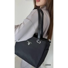 Сумка жіночий комбінована шкіра /текстиль щільний водостійкий Чорна