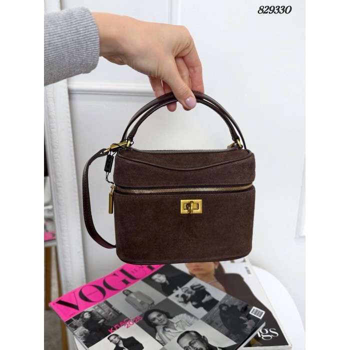 Сумка жіноча валізка натуральна замша Шоколад