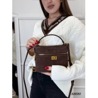 Сумка жіноча валізка натуральна замша Шоколад