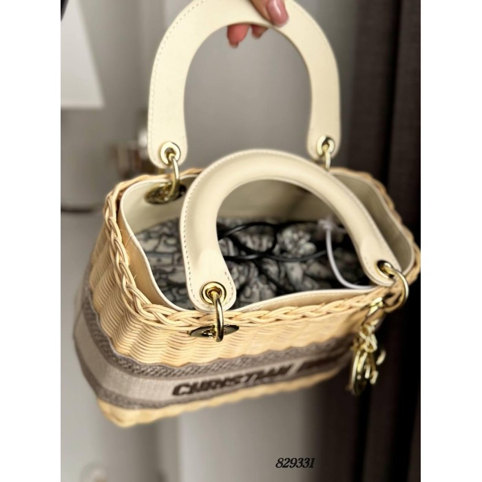 Сумка жіноча плетіння кошик комбінований зі шкірою Беж, Чорний