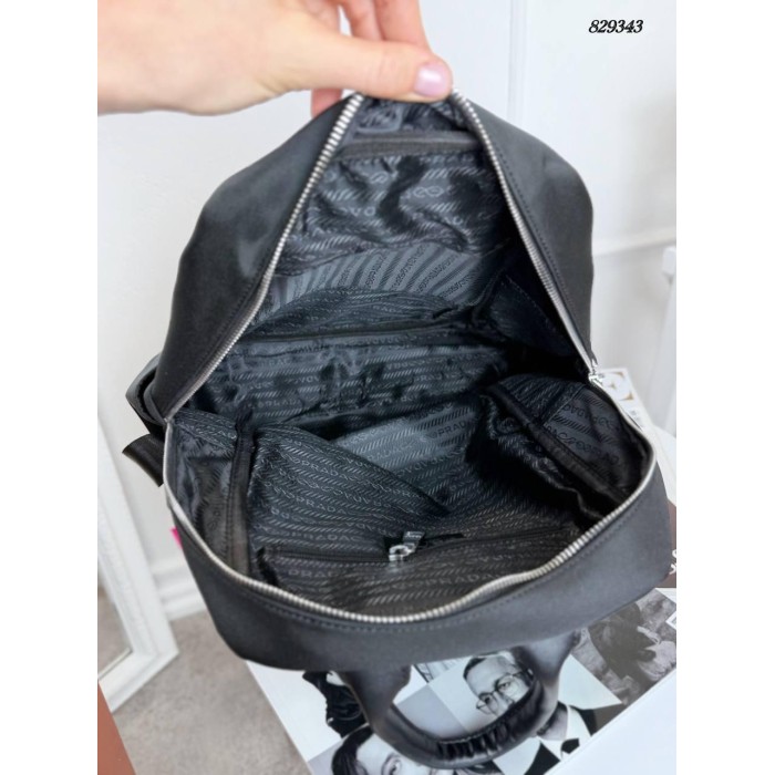 Рюкзак жіночий натуральна кожа комбінована з текстилем щільним Чорний