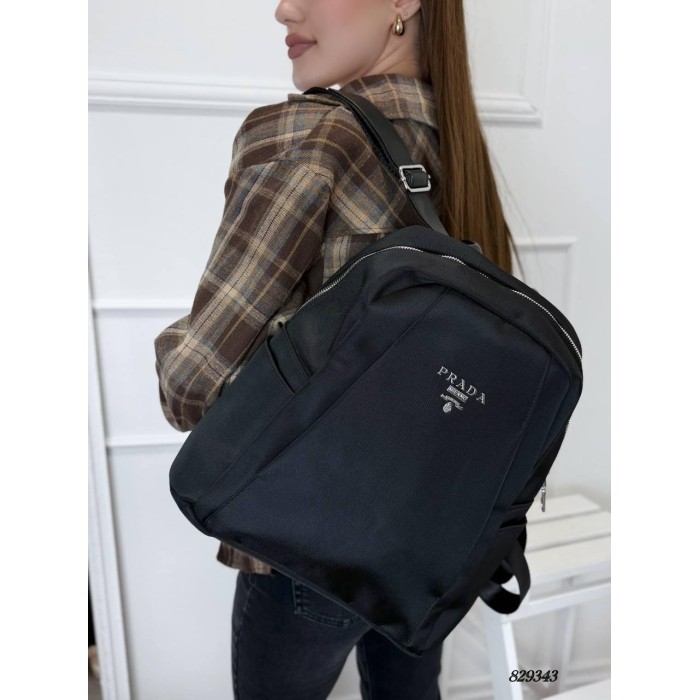 Рюкзак жіночий натуральна кожа комбінована з текстилем щільним Чорний