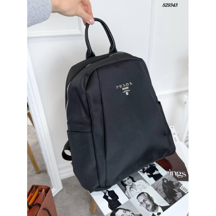 Рюкзак жіночий натуральна кожа комбінована з текстилем щільним Чорний