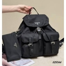 Рюкзак жіночий натуральна кожа комбінована з текстилем щільним Чорний