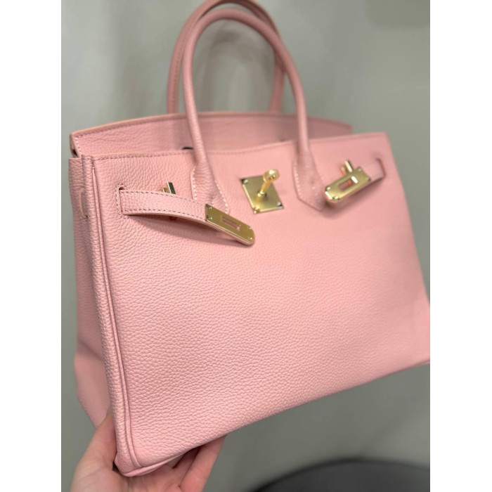 Сумка жіноча замочок з натуральної шкіри Пудра