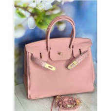 Сумка жіноча замочок з натуральної шкіри Пудра