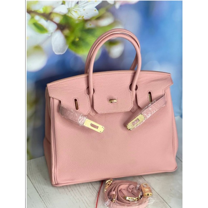 Сумка жіноча замочок з натуральної шкіри Пудра