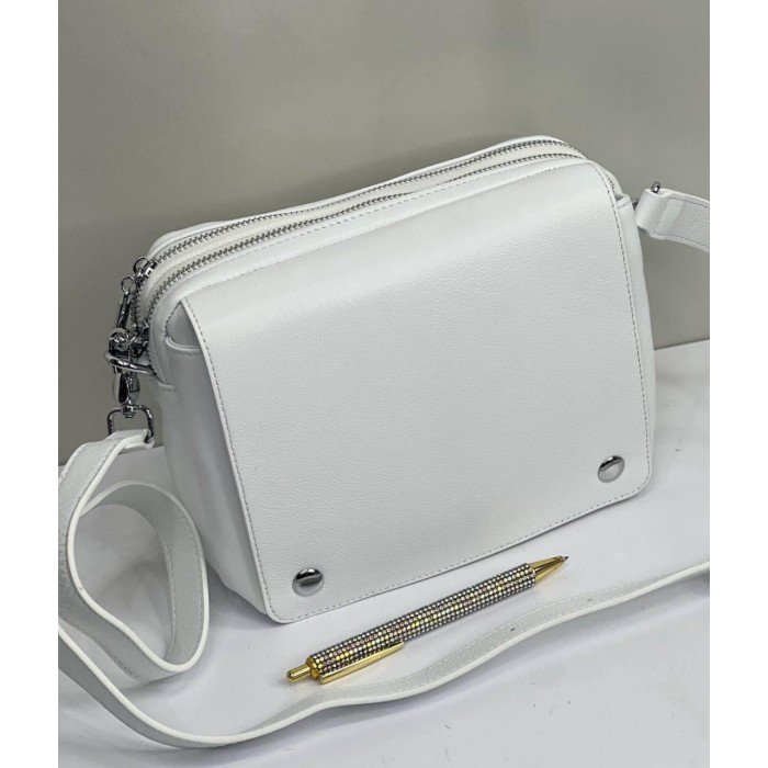 Сумка жіноча Polina перекид з натуральної шкіра Чорна, Капучино, Шоколад, Біла