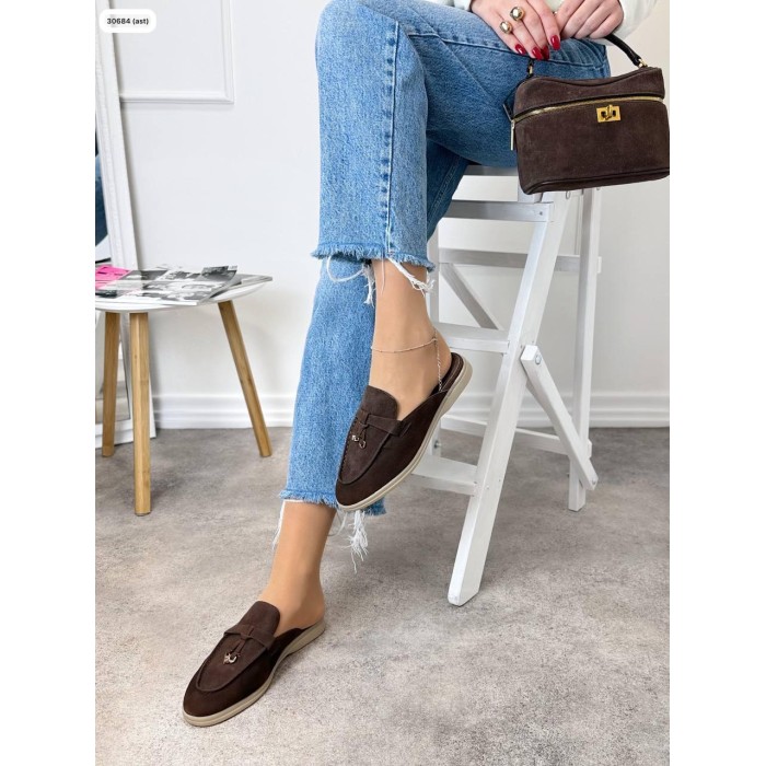 Мюлі жіночі натуральна замша колір: шоколад 36,37.38,39,40,41,42р