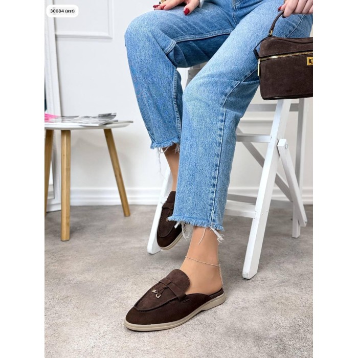 Мюлі жіночі натуральна замша колір: шоколад 36,37.38,39,40,41,42р