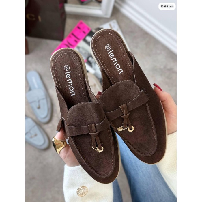 Мюлі жіночі натуральна замша колір: шоколад 36,37.38,39,40,41,42р