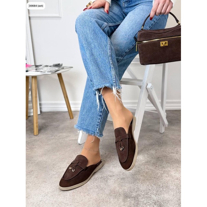 Мюлі жіночі натуральна замша колір: шоколад 36,37.38,39,40,41,42р