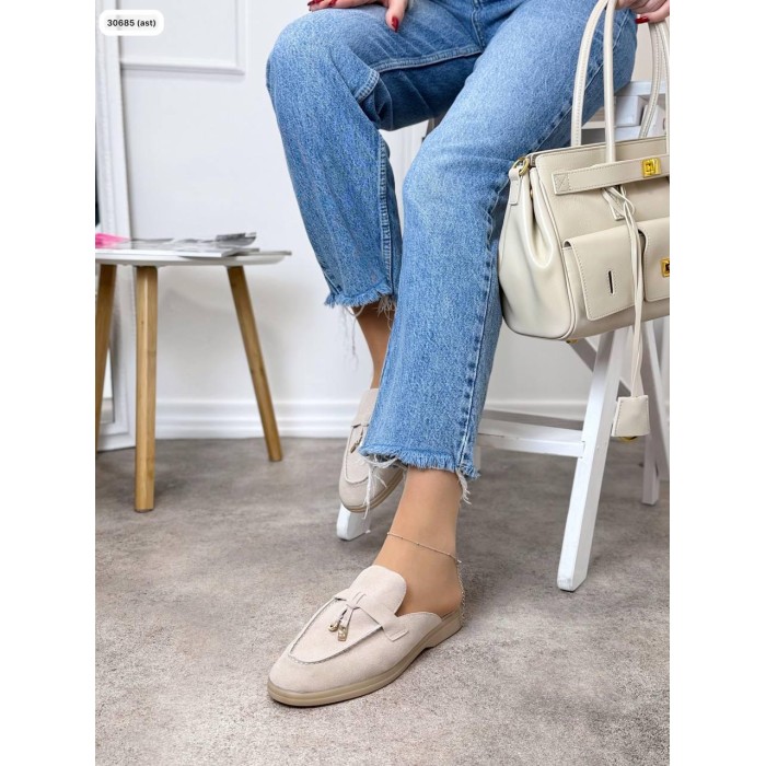 Мюлі жіночі натуральна замша колір: Світлий беж 36,37.38,39,40,41,42р