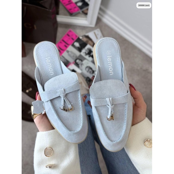 Мюлі жіночі натуральна замша колір: блакитний 38,39,40,41,42р