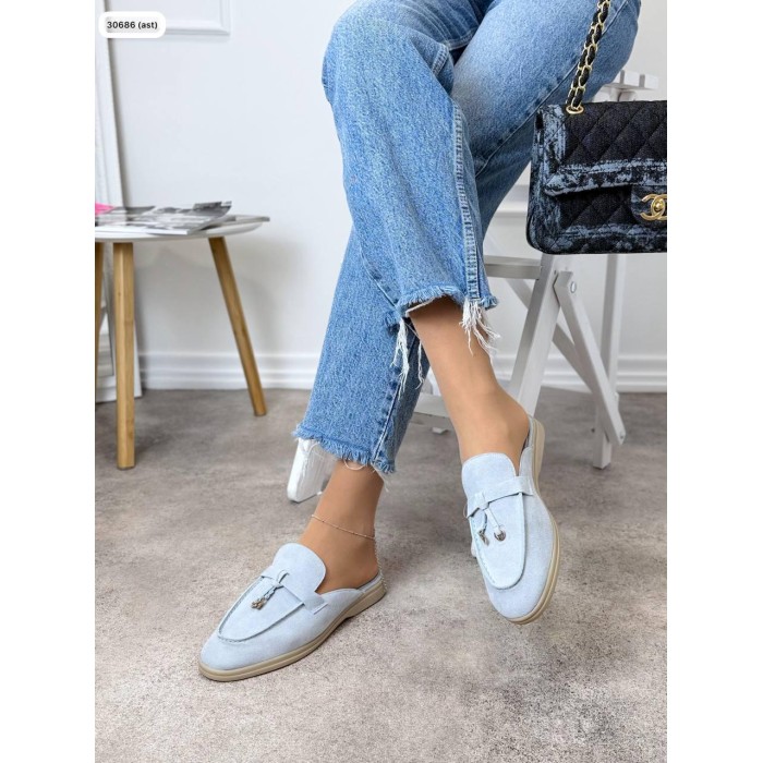 Мюлі жіночі натуральна замша колір: блакитний 38,39,40,41,42р