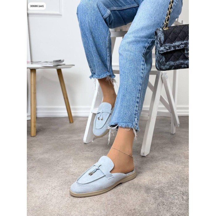 Мюлі жіночі натуральна замша колір: блакитний 38,39,40,41,42р