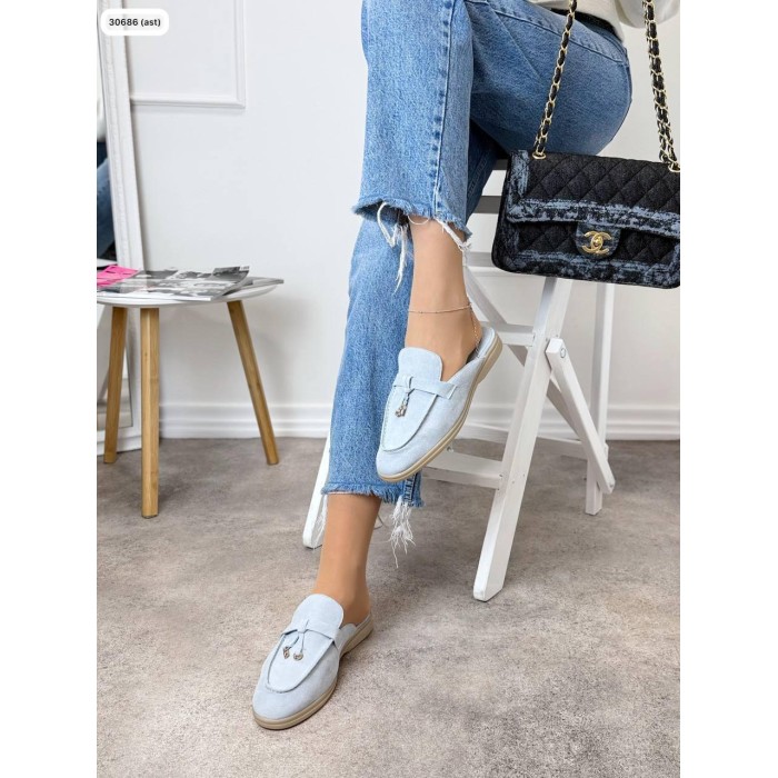 Мюлі жіночі натуральна замша колір: блакитний 38,39,40,41,42р