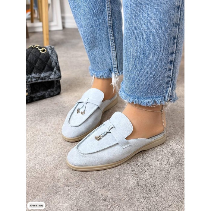 Мюлі жіночі натуральна замша колір: блакитний 38,39,40,41,42р