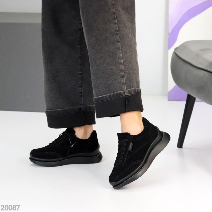 Кросівки жіночі натуральна замша чорні 36,37,38,39,41р