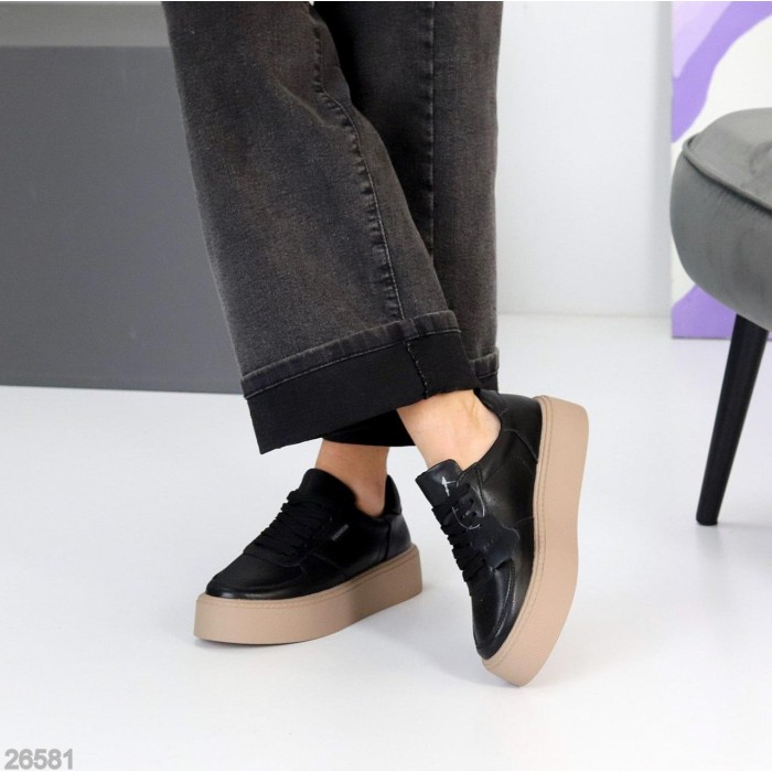 Кеди жіночі натуральна шкіра чорні 37,38,39,40,41р