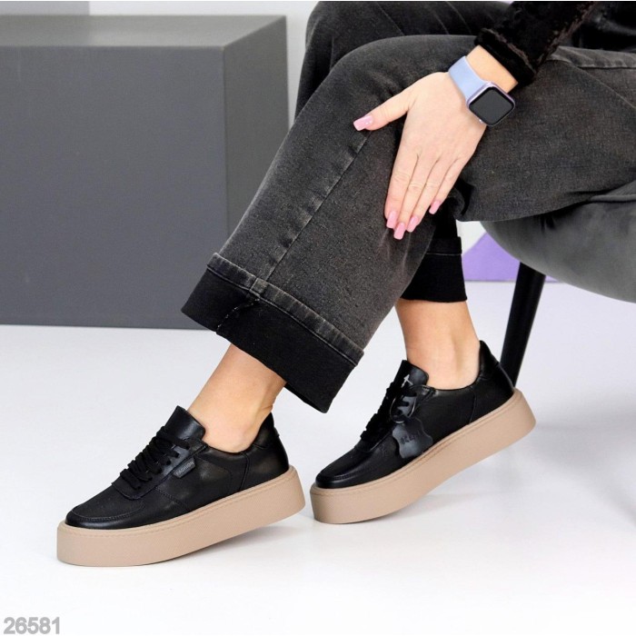 Кеди жіночі натуральна шкіра чорні 37,38,39,40,41р