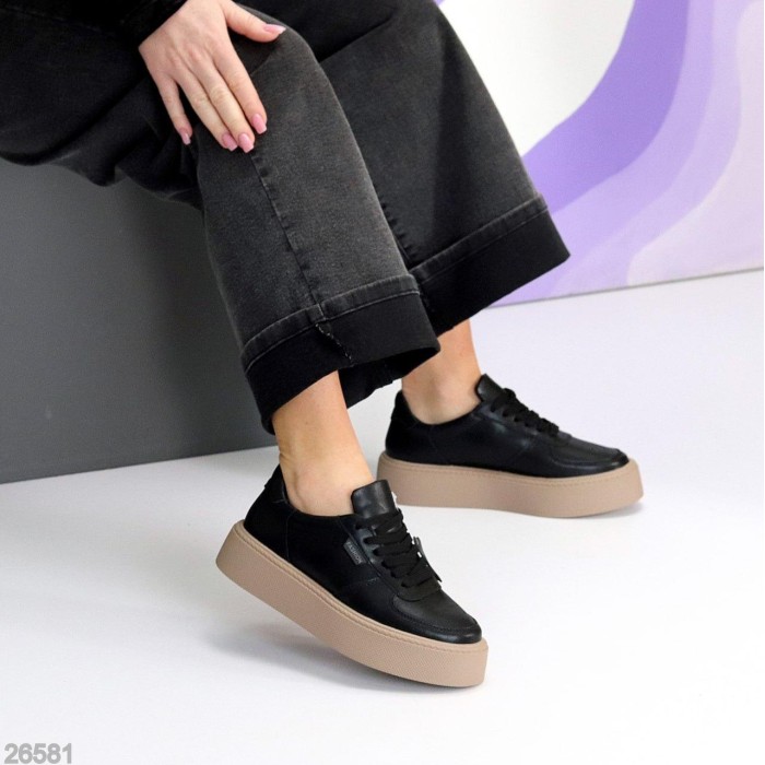 Кеди жіночі натуральна шкіра чорні 37,38,39,40,41р