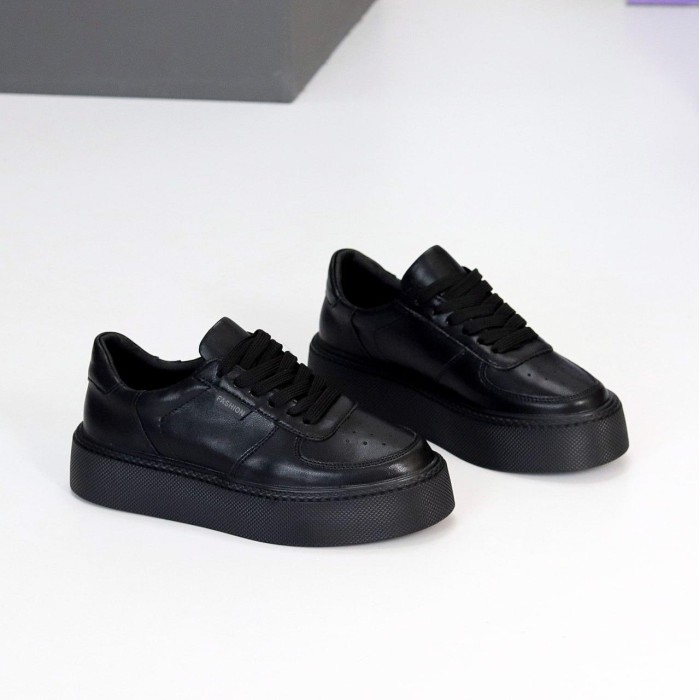 Кеди жіночі натуральна шкіра чорні 37,38,39,40,41р.