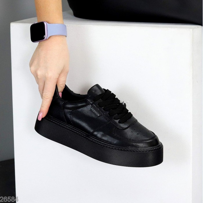 Кеди жіночі натуральна шкіра чорні 37,38,39,40,41р.