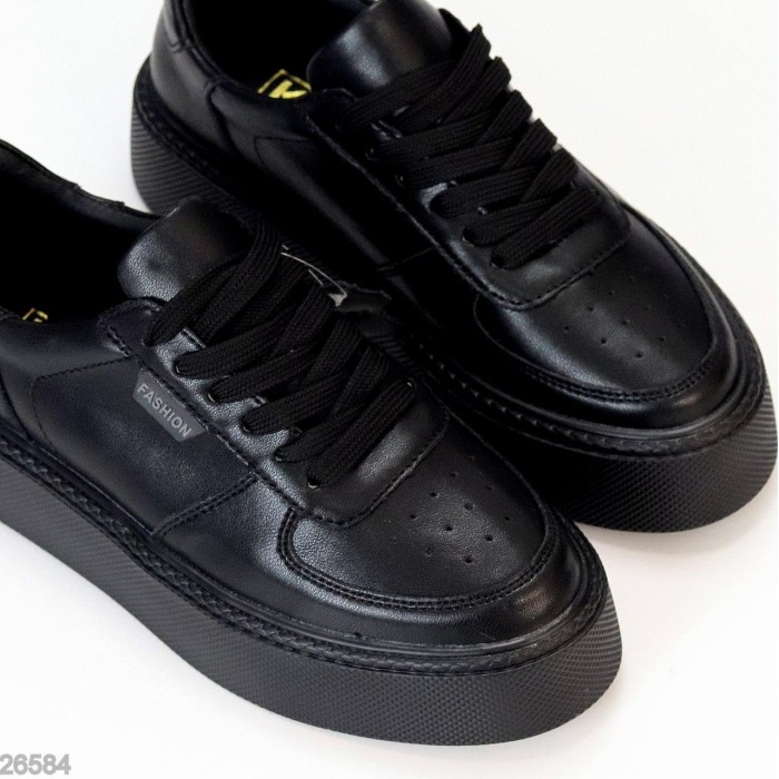 Кеди жіночі натуральна шкіра чорні 37,38,39,40,41р.