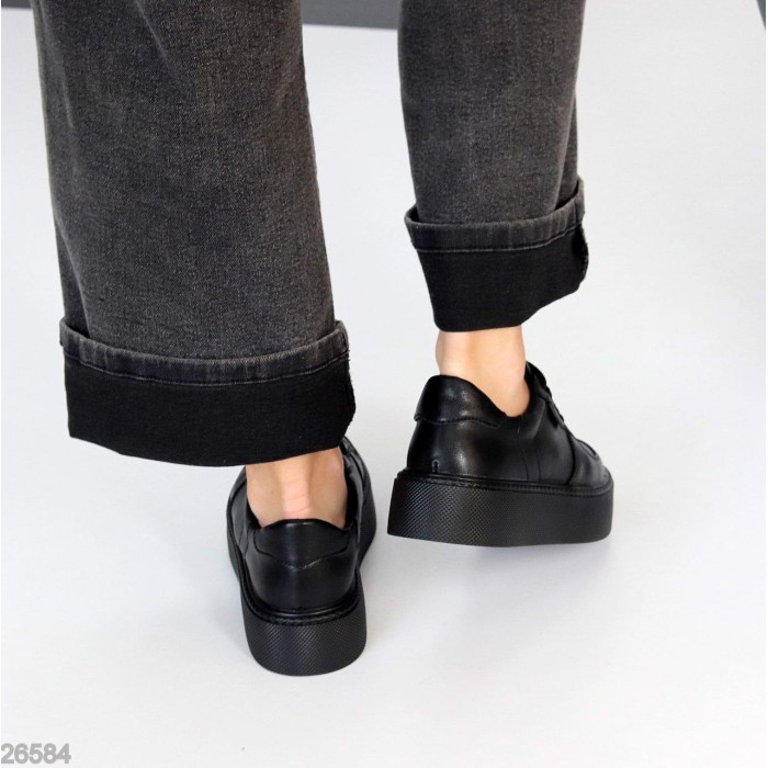 Кеди жіночі натуральна шкіра чорні 37,38,39,40,41р.