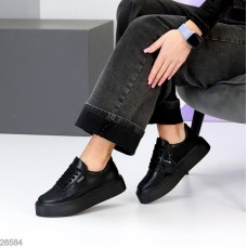 Кеди жіночі натуральна шкіра чорні 37,38,39,40,41р.