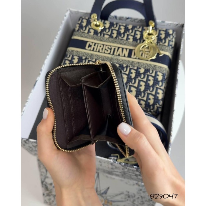 Сумка жіночий з гаманцем комбінована шкіра /твід колір: Синій