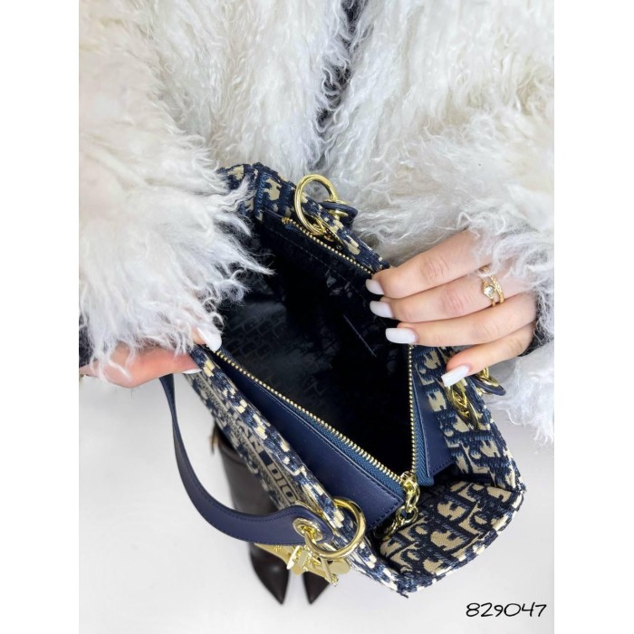 Сумка жіночий з гаманцем комбінована шкіра /твід колір: Синій