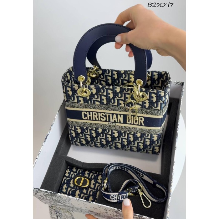 Сумка жіночий з гаманцем комбінована шкіра /твід колір: Синій